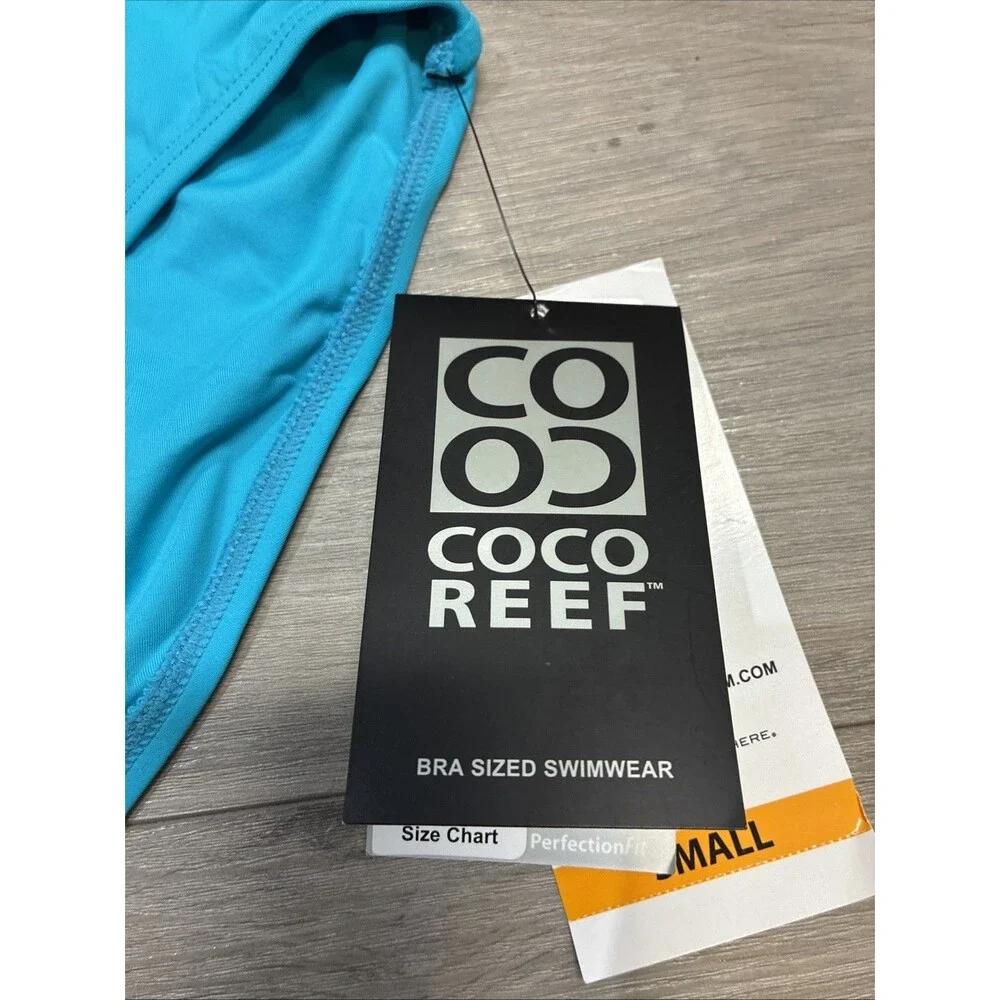 Coco Reef Swim Bottom Blue Ruched, Size S - Picture 5 of 9